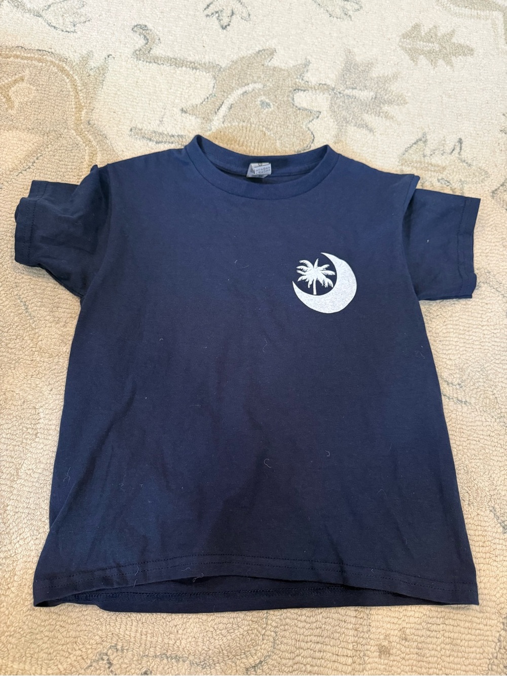 Gildan Navy Kids Short-Sleeve Tee with White Crescent & Palm Graphic